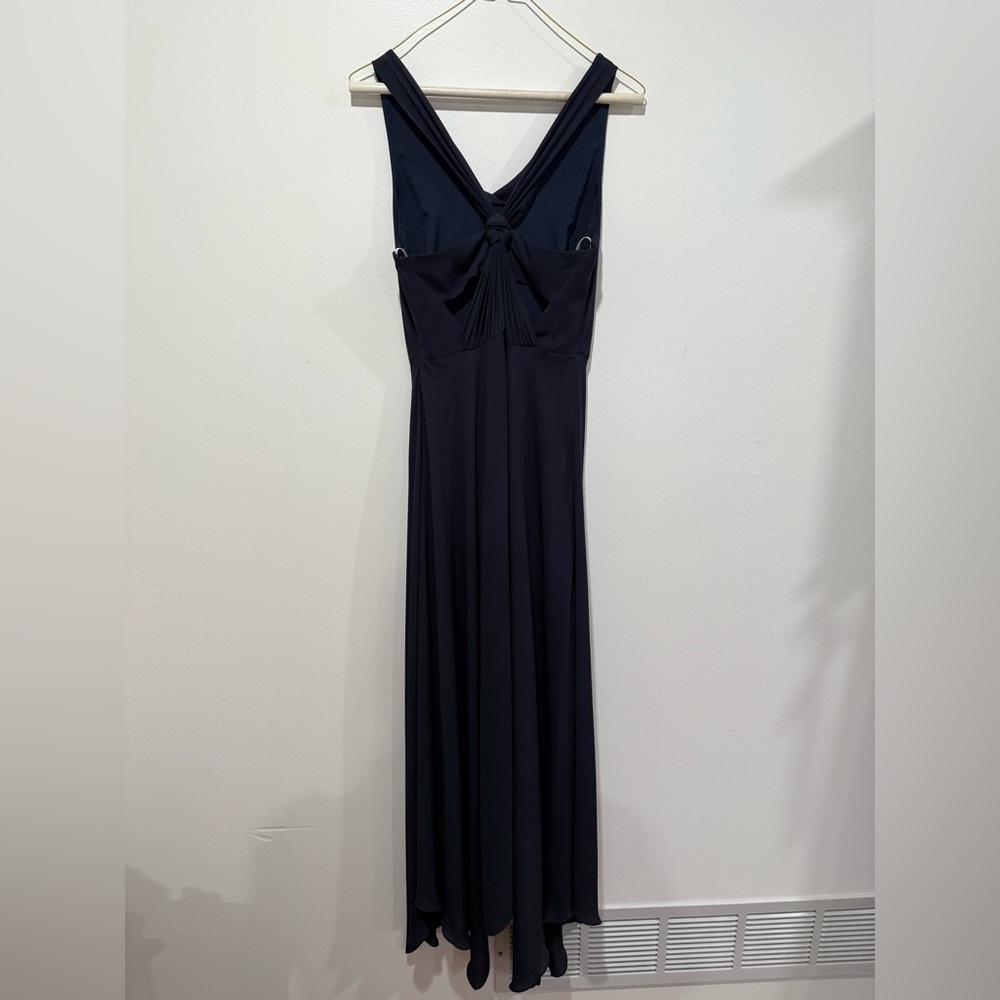Halston Heritage Maxi Dress Crepe Evening Gown Draped Cowl Neck - Picture 5 of 9